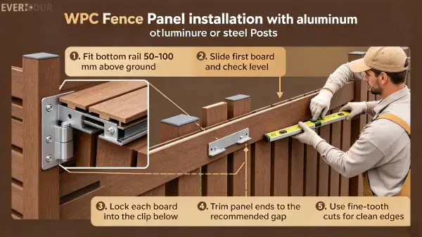 WPC Fence Installation Everdur Panel Mounting