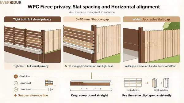 WPC Fence Privacy Spacing Everdur Horizontal Alignment