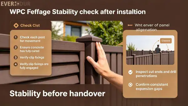 WPC Fence Stability Everdur Post-Installation Check