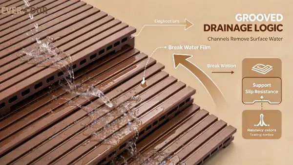 WPC Pool Decking Grooved Drainage Everdur Slip Resistance WPC Pool Decking Grooved Drainage Everdur Slip Resistance