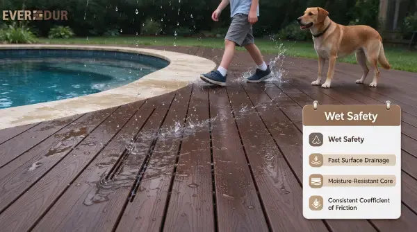 Everdur Composite Decking Wet Safety Rain Poolside