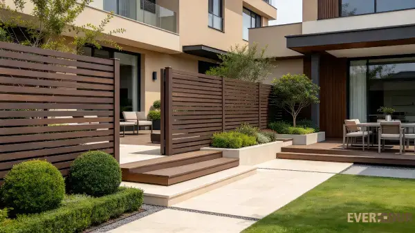WPC Everdur Fade Resistant Horizontal Slat Fence Modern Landscape