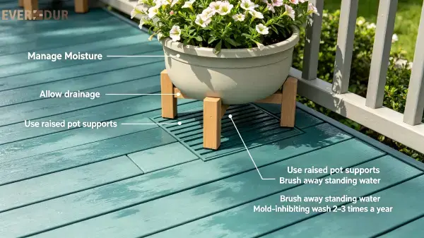 `WPC Deck Moisture Mold Prevention Everdur Drainage`